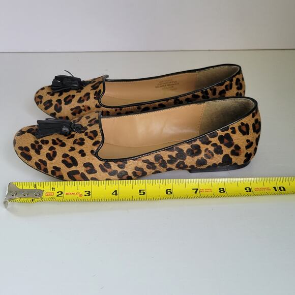 Nine West Ballet Flats Women's 7M Parsel Leopard Calf Hair Tassel Classic - Picture 13 of 14